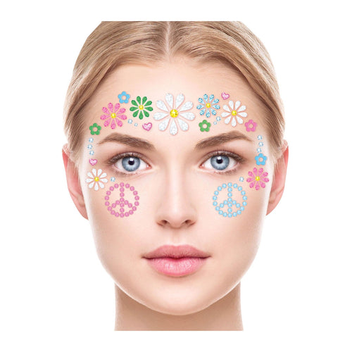 Bijoux adhésifs visage hippie, 10 x 13 cm