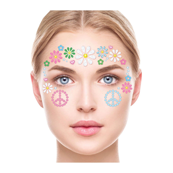 Bijoux adhésifs visage hippie, 10 x 13 cm