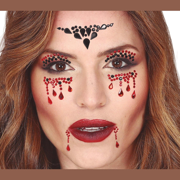 Bijoux adhésifs visage vampire, 13 x 15 cm