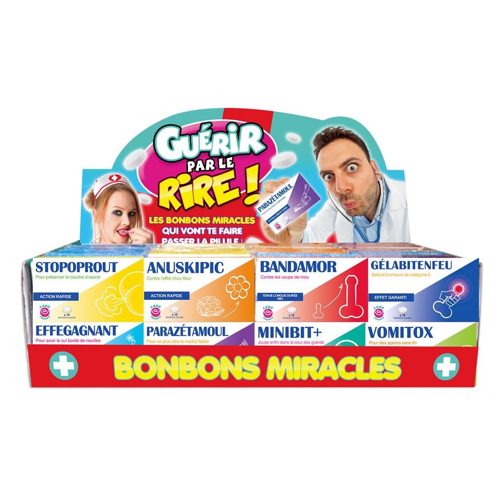 Boîte de bonbons miracles humoristique