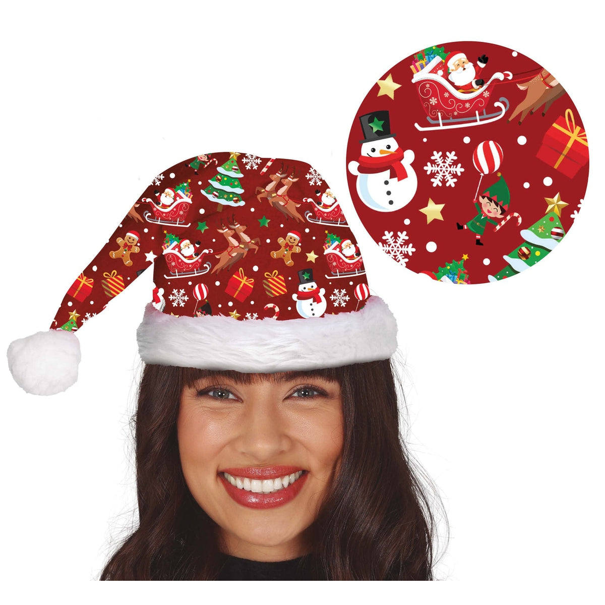 Bonnet de Noël imprimé motifs de Noël