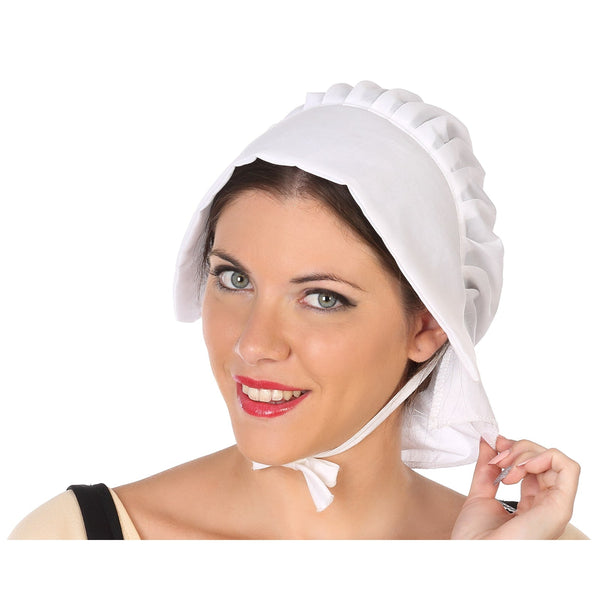 Bonnet de soubrette blanc à volant