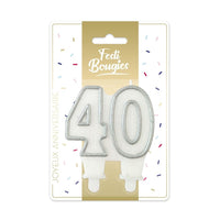 Bougie d'anniversaire chiffre blanc et or, 18 à 70 ans — vue 4