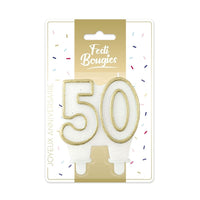 Bougie d'anniversaire chiffre blanc et or, 18 à 70 ans — vue 5