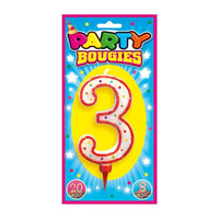 Bougie chiffre géante multicolore, 3 ou 9