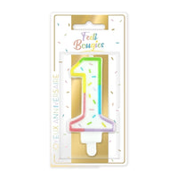 Bougie chiffre pastel à confettis, de 0 à 9 — vue 2