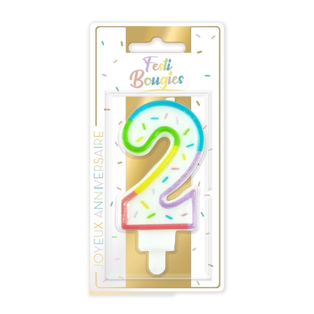 Bougie chiffre pastel à confettis, de 0 à 9 — vue 3