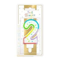 Bougie chiffre pastel à confettis, de 0 à 9 — vue 3