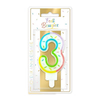 Bougie chiffre pastel à confettis, de 0 à 9 — vue 4