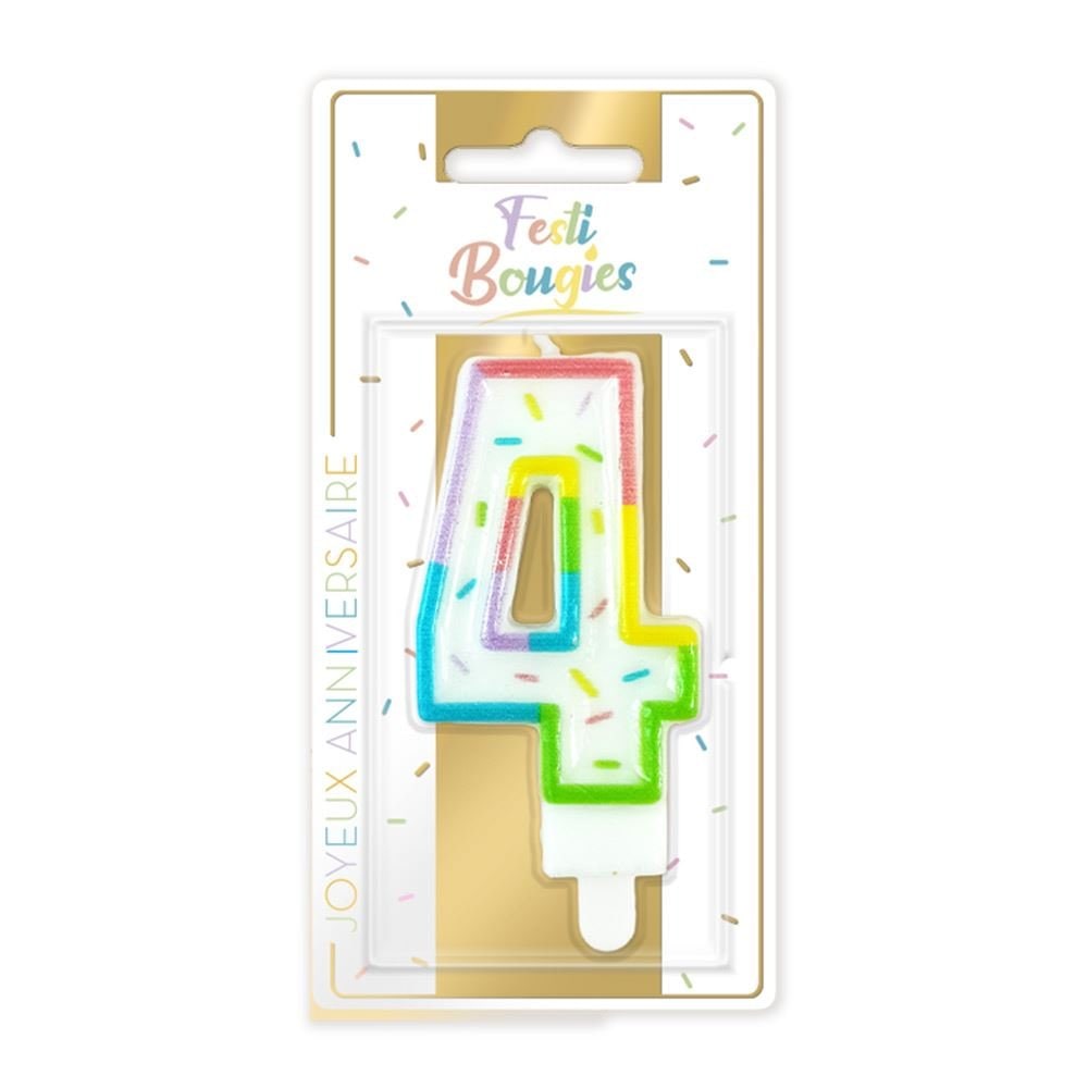 Bougie chiffre pastel à confettis, de 0 à 9 — vue 5