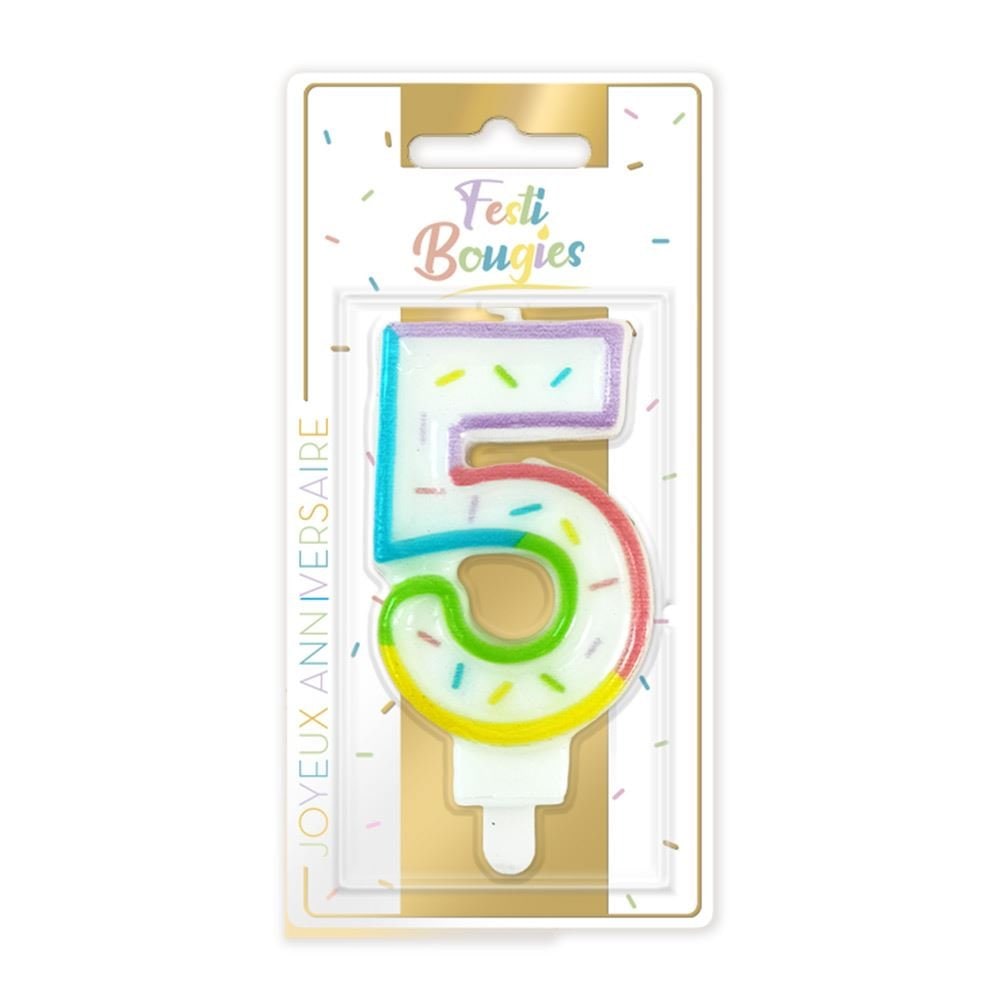 Bougie chiffre pastel à confettis, de 0 à 9 — vue 6