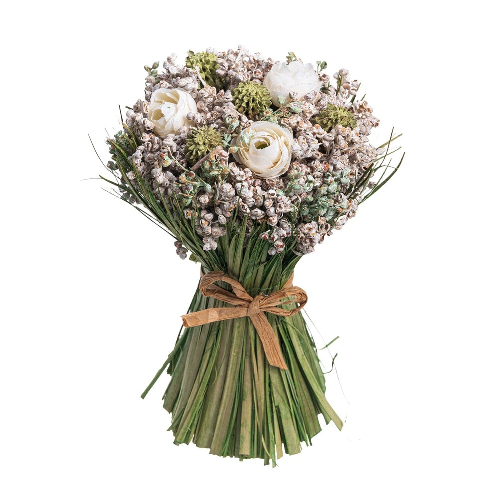 Bouquet de roses crème et menthe