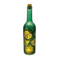 Bouteille en verre lumineuse 5 LED, feuilles dorées