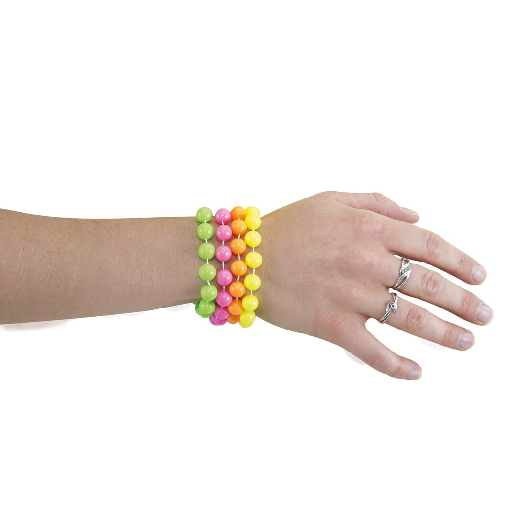 Bracelets de perles fluo, lot de 4