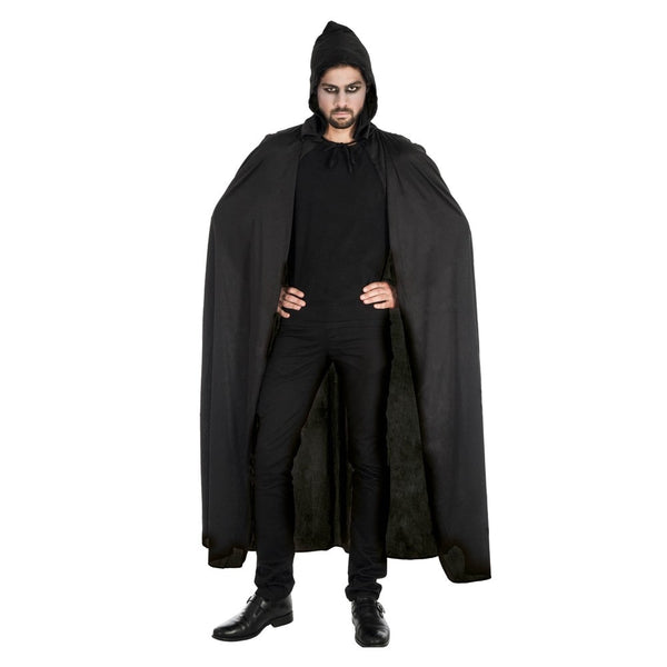 Cape noire à capuche 190 cm, adulte