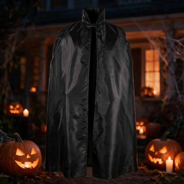 Cape en taffetas à col 127 cm, noire ou rouge