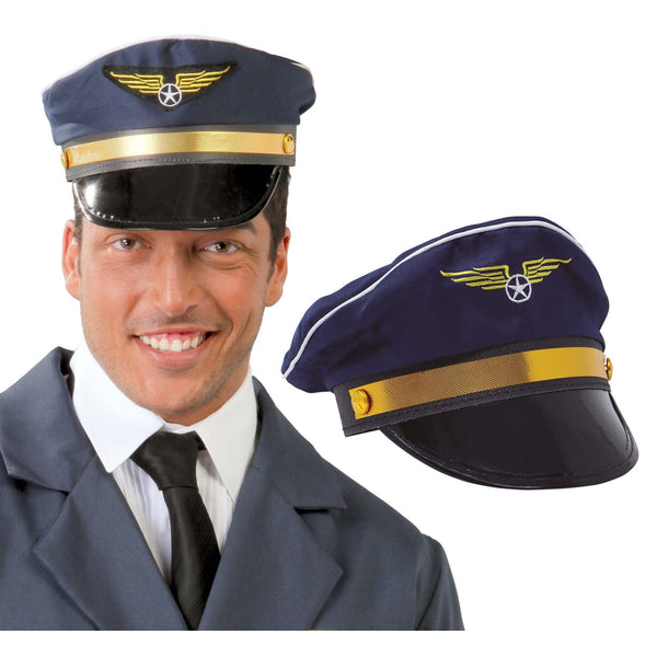 Casquette de pilote d'avion, insigne brodé doré