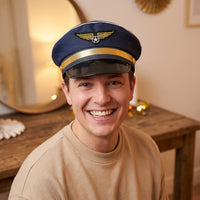 Casquette de pilote d'avion, insigne brodé doré