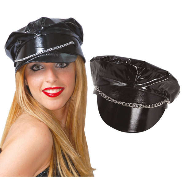 Casquette en vinyle noire