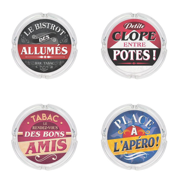 Cendrier en verre humoristique, 4 modèles