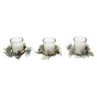 Centre de table 3 bougies et feuillage, 180 g