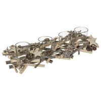 Centre de table bûche en bois, 4 photophores — vue 4