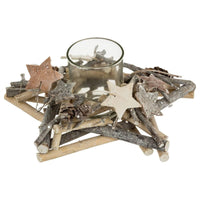 Centre de table étoile en bois, 1 photophore