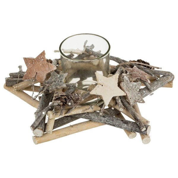 Centre de table étoile en bois, 1 photophore