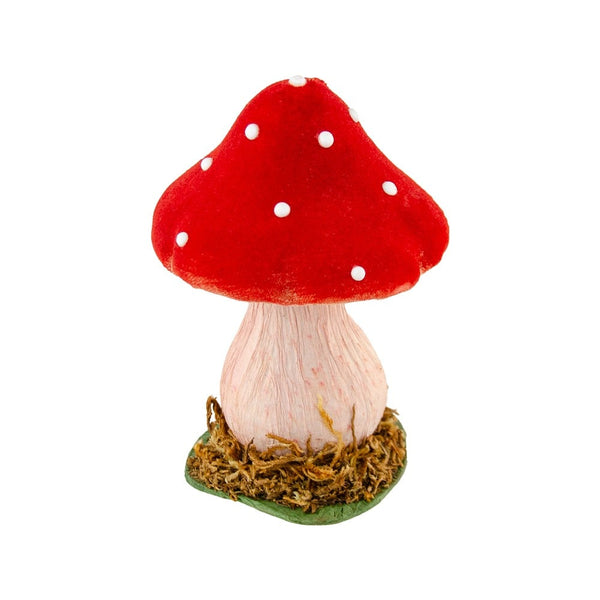 Champignon rouge à pois sur socle, 13 cm