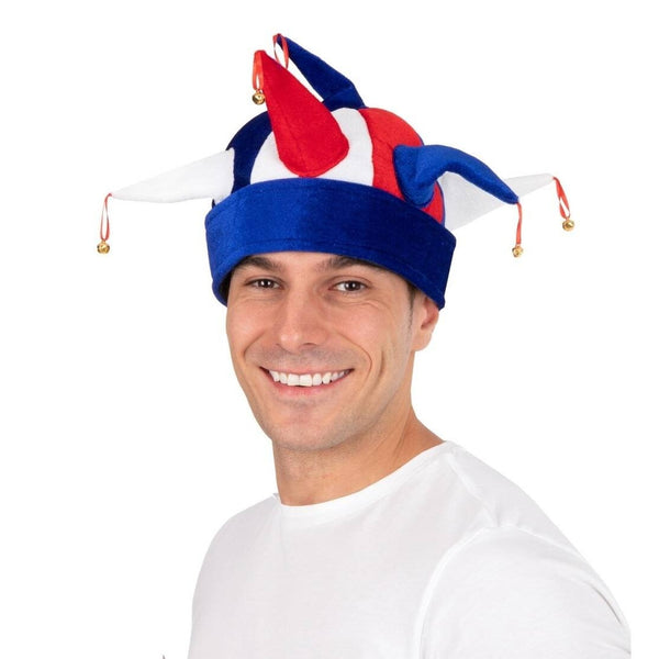 Chapeau de bouffon tricolore à grelots, taille adulte