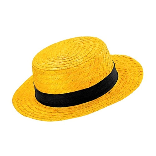 Chapeau canotier en paille jaune
