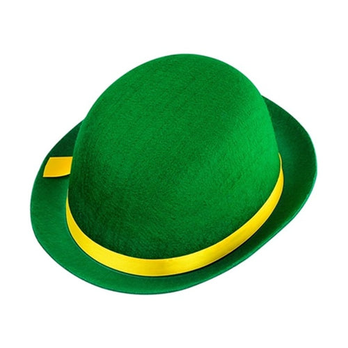 Chapeau melon vert à ruban jaune