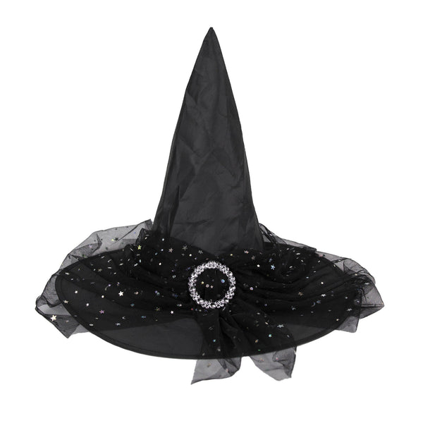 Chapeau de sorcière à voilette et broche