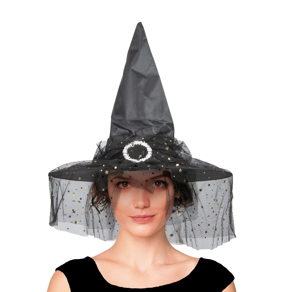 Chapeau de sorcière à voilette et broche — vue 2