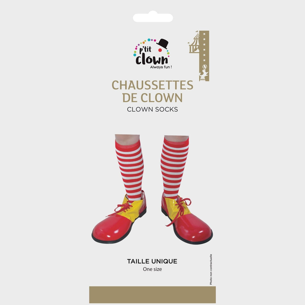 Chaussettes de clown rayées rouge et blanc — vue 2