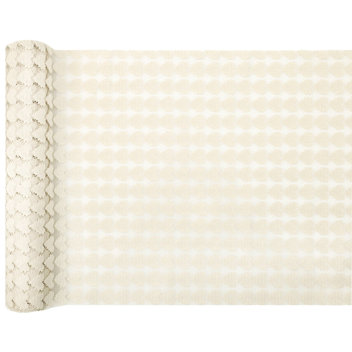 Chemin de table dentelle à cœurs, ivoire, 2,5 m