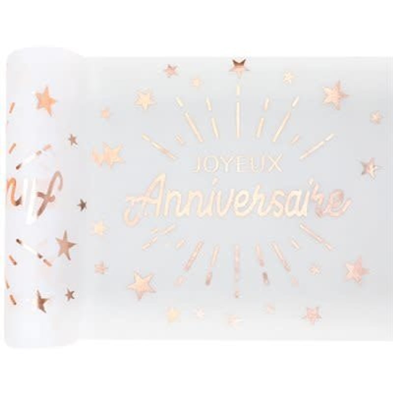 Chemin de table Joyeux anniversaire, noir et or ou rose gold — vue 2