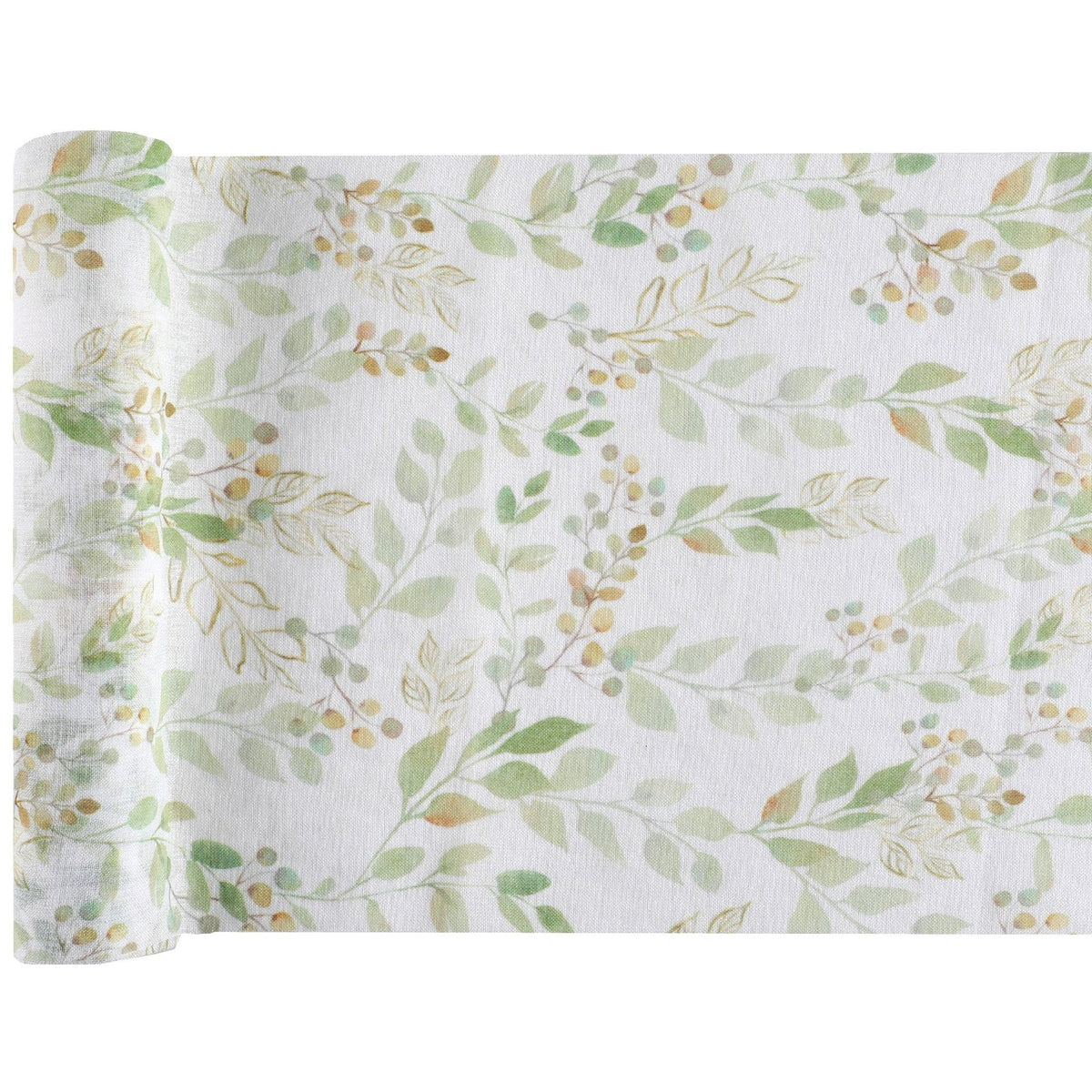 Chemin de table Ô Bonheur, feuillage vert, 3 m