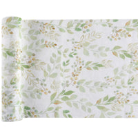 Chemin de table Ô Bonheur, feuillage vert, 3 m