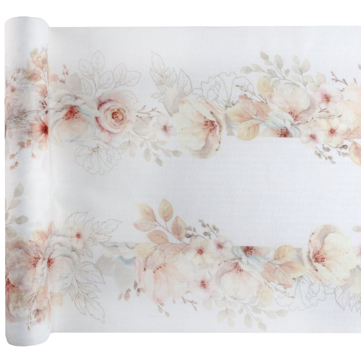 Chemin de table Tendresse, roses pêche, 3 m