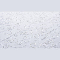 Chemin de table organza à arabesques, 5 m — Blanc et argent