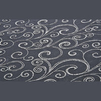 Chemin de table organza à arabesques, 5 m — Noir et argent