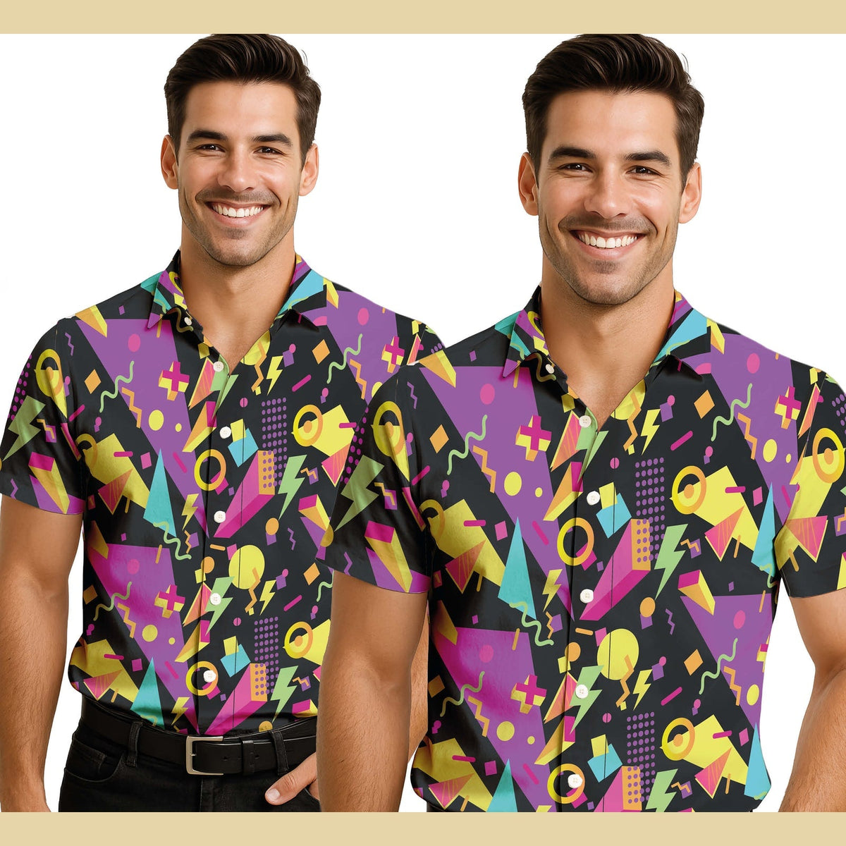 Chemise années 80 à motifs, adulte