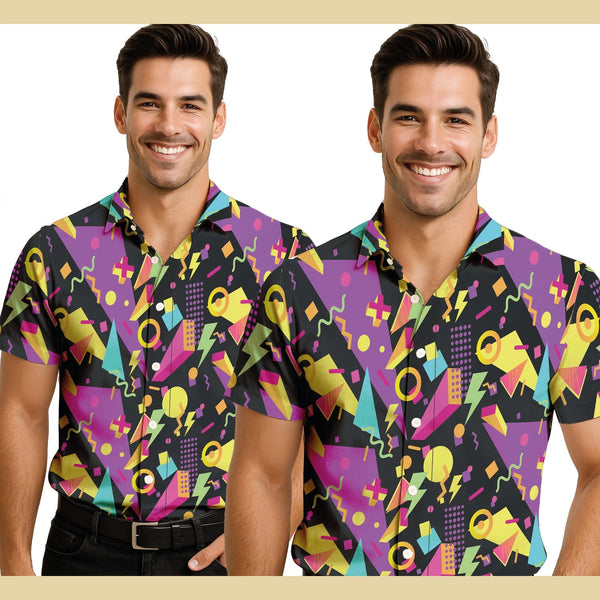 Chemise années 80 à motifs, adulte
