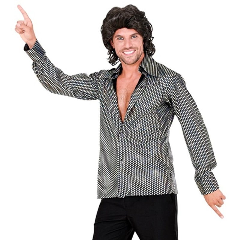 Chemise disco argent, taille XXL