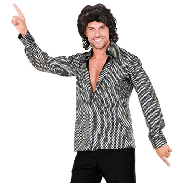Chemise disco argent, taille XXL