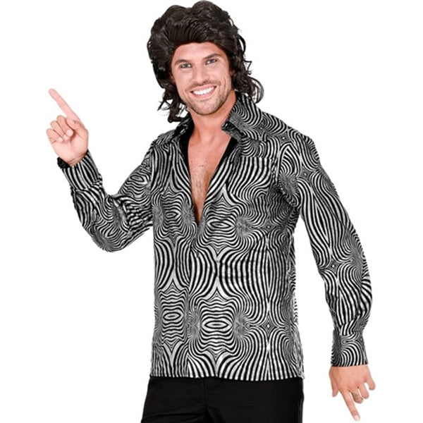Chemise disco argentée à vagues, homme