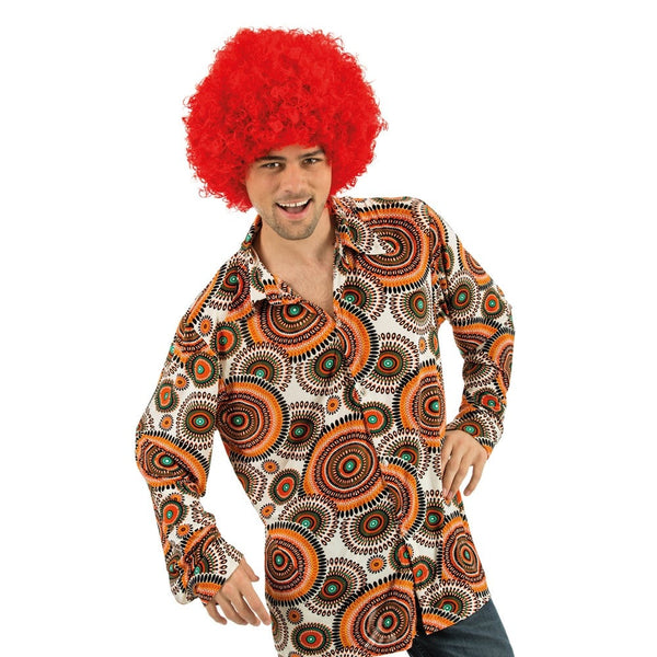 Chemise disco à cercles orange, homme XL