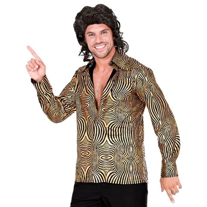 Chemise disco dorée à vagues, homme