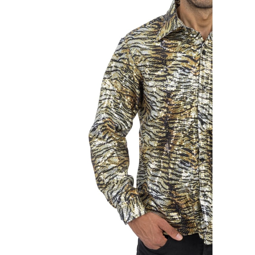 Chemise disco tigrée à sequins — vue 4